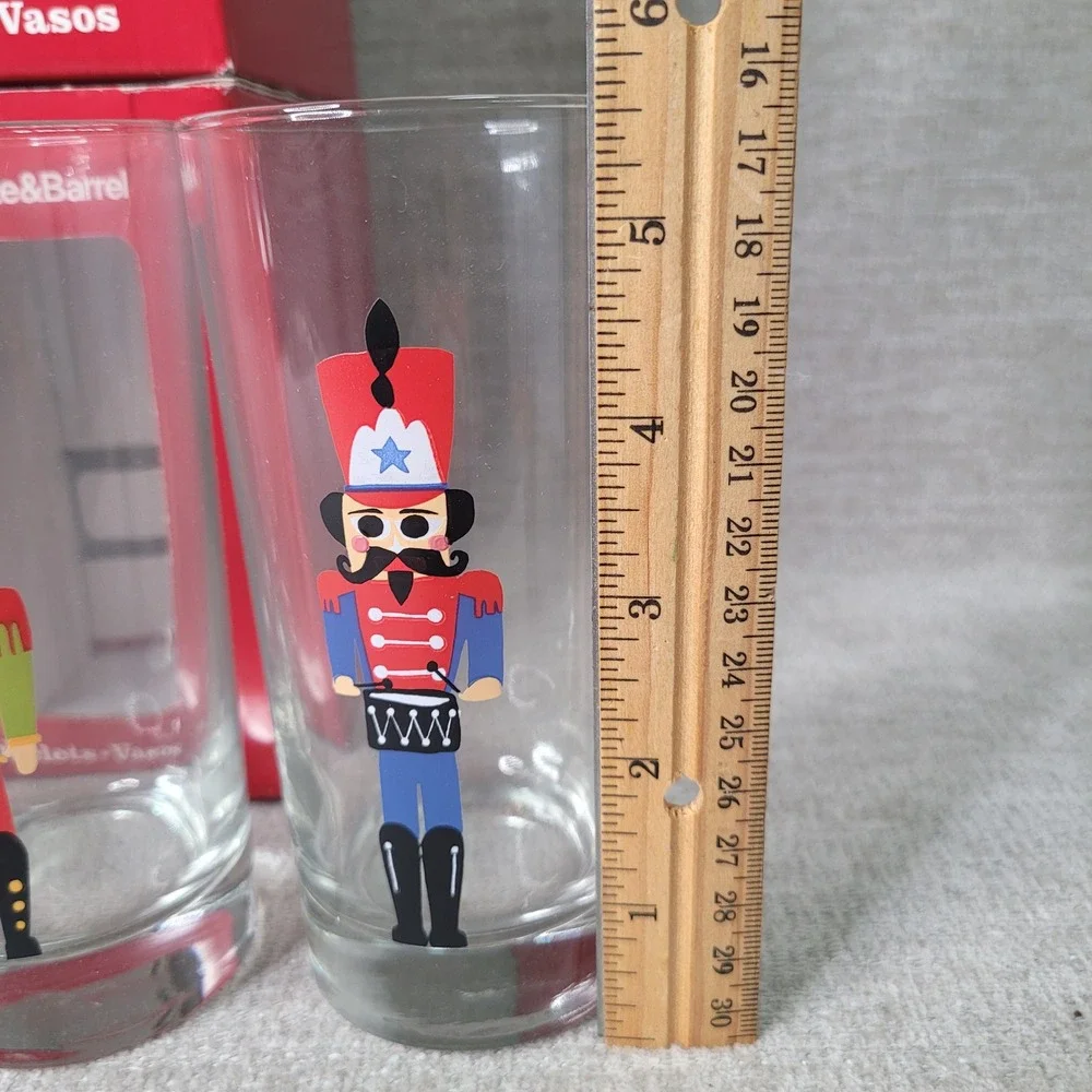 Crate & Barrel Nutcracker Tumblers 12 oz Set of 8 Holiday Christmas Glassware